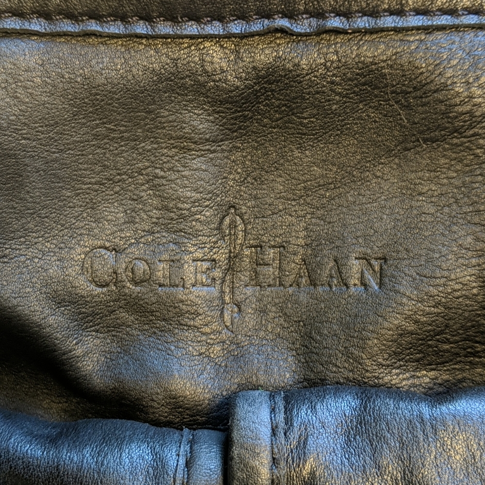 Cole Haan Black Leather Laptop Bag with Shoulder Strap - Picture 4 of 15